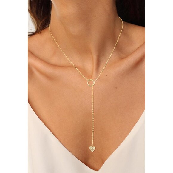 ⚡Gold 14K Gold Plated Heart Pendant Necklace for Women Charm Heart Slip Chain - Picture 5 of 7